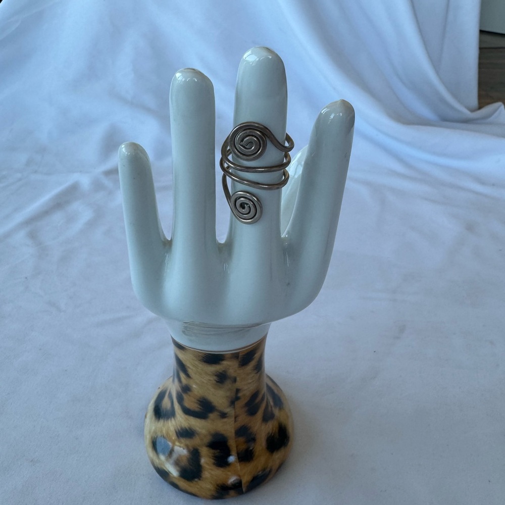 Silver Statement Ring With Spiral Design - image 6